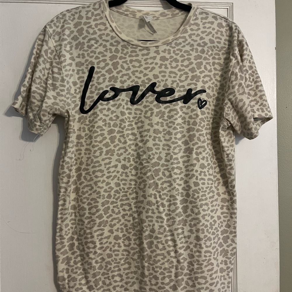 Leopard Print Short Sleeve Tee - Cream